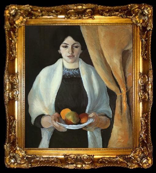 framed  August Macke Portrait with Apples : Wife of the Artist, ta009-2